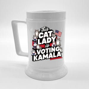 Cat Lady Voting For Kamala Harris 2024 1st Female President Beer Stein