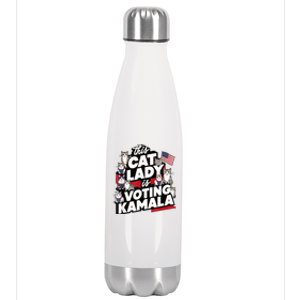 Cat Lady Voting For Kamala Harris 2024 1st Female President Stainless Steel Insulated Water Bottle