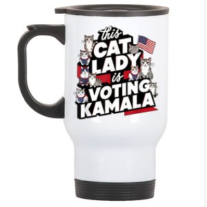 Cat Lady Voting For Kamala Harris 2024 1st Female President Stainless Steel Travel Mug