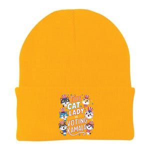 Cat Lady Voting For Kamala Harris 2024 1st Female President Knit Cap Winter Beanie