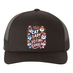 Cat Lady Voting For Kamala Harris 2024 1st Female President Yupoong Adult 5-Panel Trucker Hat