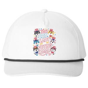 Cat Lady Voting For Kamala Harris 2024 1st Female President Snapback Five-Panel Rope Hat