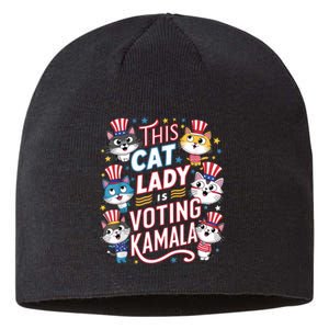 Cat Lady Voting For Kamala Harris 2024 1st Female President Sustainable Beanie