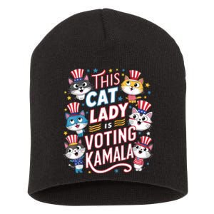 Cat Lady Voting For Kamala Harris 2024 1st Female President Short Acrylic Beanie