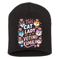 Cat Lady Voting For Kamala Harris 2024 1st Female President Short Acrylic Beanie