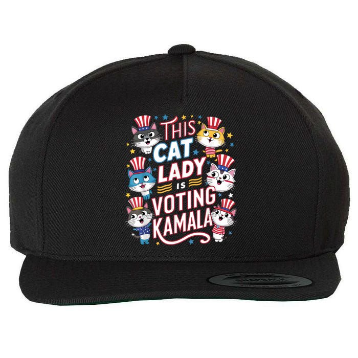 Cat Lady Voting For Kamala Harris 2024 1st Female President Wool Snapback Cap