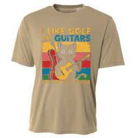 Cat Lover Vintage I Like Golf And Guitars And Maybe 3 People Cooling Performance Crew T-Shirt