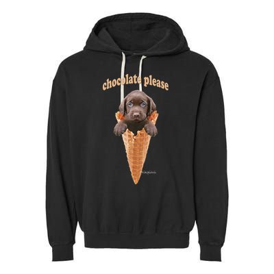 Chocolate Lab Waffle Cone Ice Cream Cute Puppy Garment-Dyed Fleece Hoodie