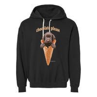 Chocolate Lab Waffle Cone Ice Cream Cute Puppy Garment-Dyed Fleece Hoodie