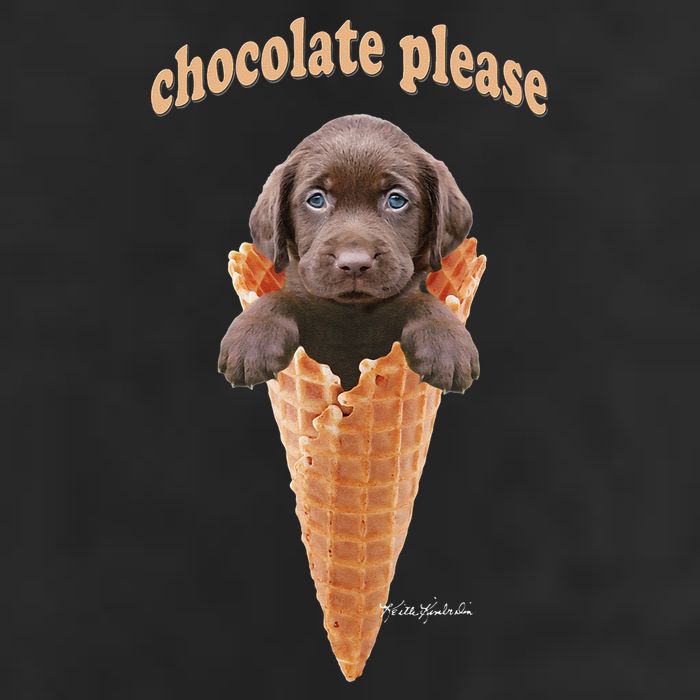 Chocolate Lab Waffle Cone Ice Cream Cute Puppy Garment-Dyed Fleece Hoodie
