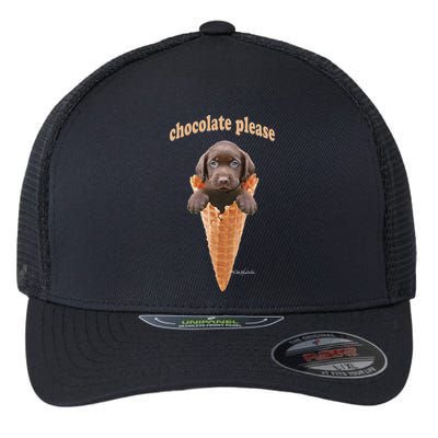Chocolate Lab Waffle Cone Ice Cream Cute Puppy Flexfit Unipanel Trucker Cap