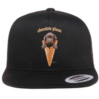Chocolate Lab Waffle Cone Ice Cream Cute Puppy Flat Bill Trucker Hat