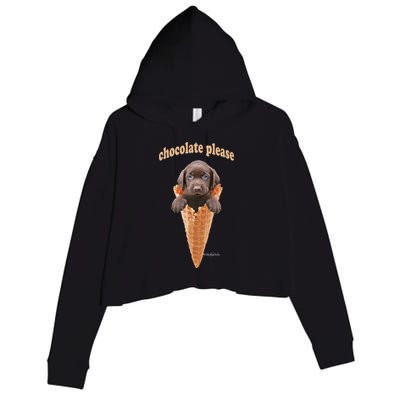 Chocolate Lab Waffle Cone Ice Cream Cute Puppy Crop Fleece Hoodie