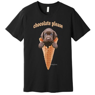 Chocolate Lab Waffle Cone Ice Cream Cute Puppy Premium T-Shirt