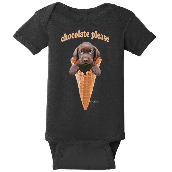 Chocolate Lab Waffle Cone Ice Cream Cute Puppy Baby Bodysuit