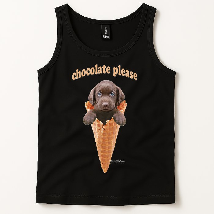 Chocolate Lab Waffle Cone Ice Cream Cute Puppy Tank Top