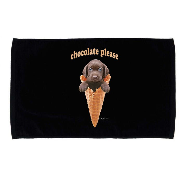 Chocolate Lab Waffle Cone Ice Cream Cute Puppy Microfiber Hand Towel