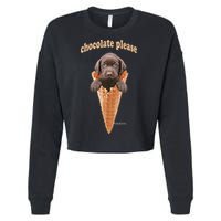 Chocolate Lab Waffle Cone Ice Cream Cute Puppy Cropped Pullover Crew