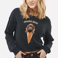 Chocolate Lab Waffle Cone Ice Cream Cute Puppy Cropped Pullover Crew