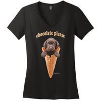 Chocolate Lab Waffle Cone Ice Cream Cute Puppy Women's V-Neck T-Shirt