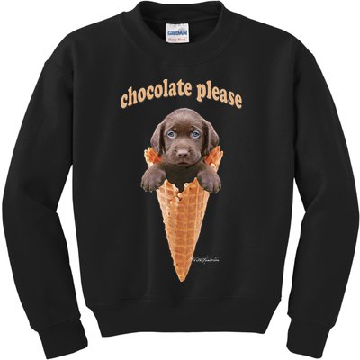 Chocolate Lab Waffle Cone Ice Cream Cute Puppy Kids Sweatshirt