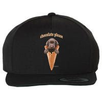 Chocolate Lab Waffle Cone Ice Cream Cute Puppy Wool Snapback Cap