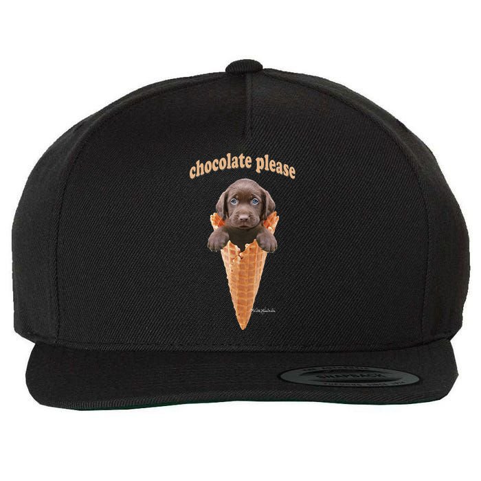 Chocolate Lab Waffle Cone Ice Cream Cute Puppy Wool Snapback Cap