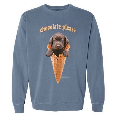 Chocolate Lab Waffle Cone Ice Cream Cute Puppy Garment-Dyed Sweatshirt