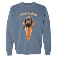 Chocolate Lab Waffle Cone Ice Cream Cute Puppy Garment-Dyed Sweatshirt