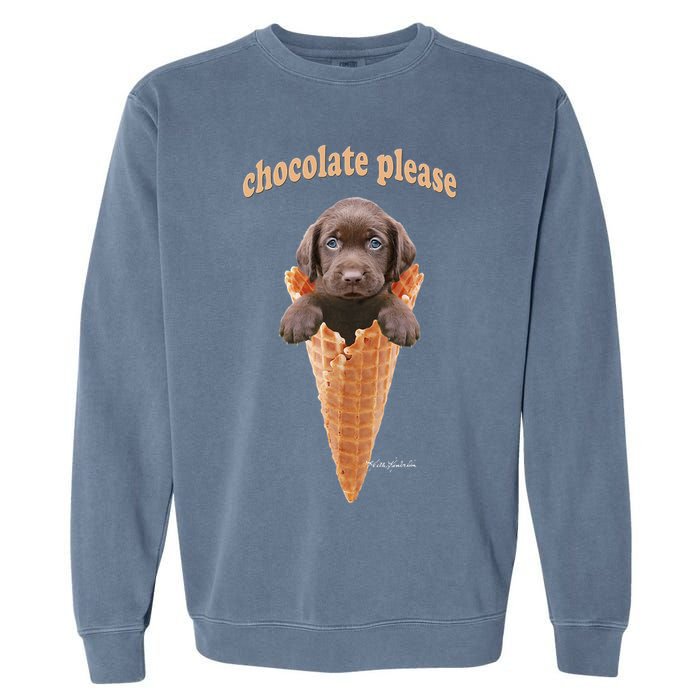 Chocolate Lab Waffle Cone Ice Cream Cute Puppy Garment-Dyed Sweatshirt