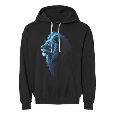 Cool Lion With Blue Eyes Lions Garment-Dyed Fleece Hoodie