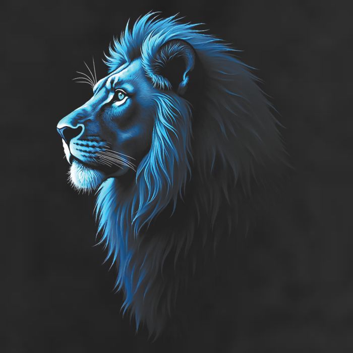 Cool Lion With Blue Eyes Lions 7 Panel Mesh Trucker Snapback Hat