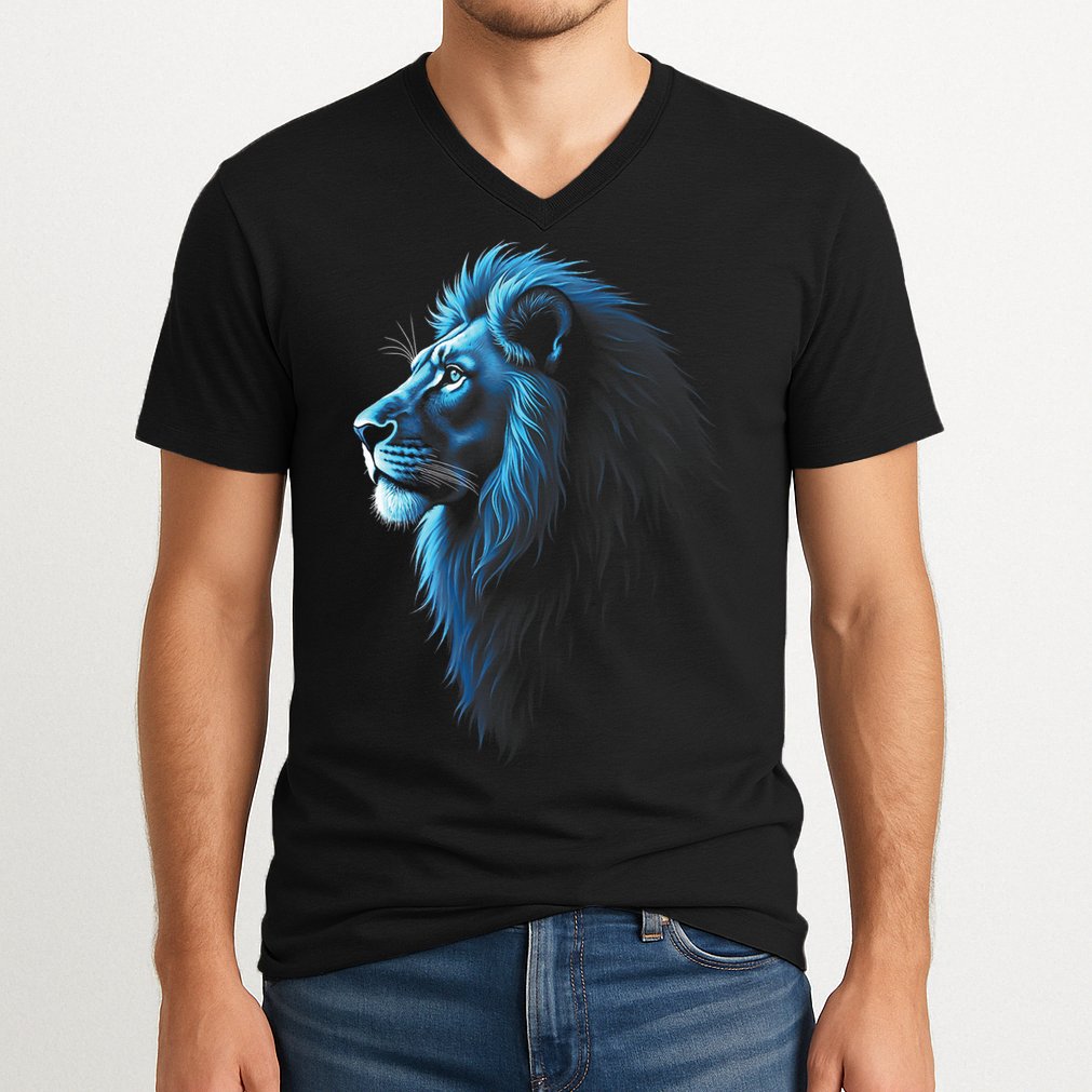 Cool Lion With Blue Eyes Lions V-Neck T-Shirt