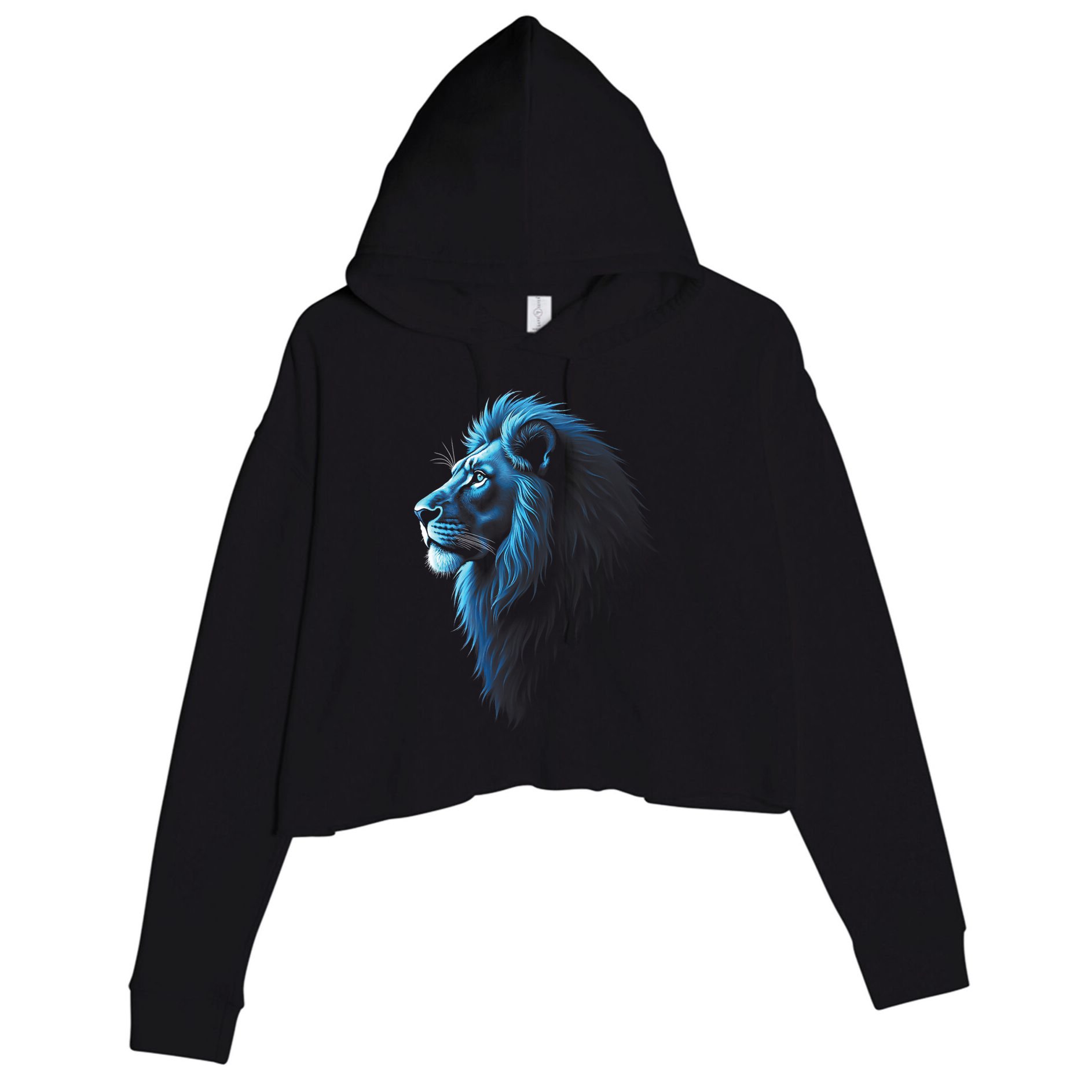 Cool Lion With Blue Eyes Lions Crop Fleece Hoodie