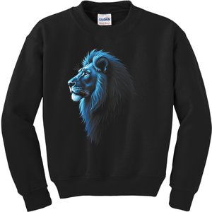 Cool Lion With Blue Eyes Lions Kids Sweatshirt