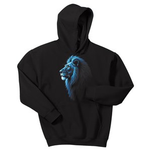 Cool Lion With Blue Eyes Lions Kids Hoodie