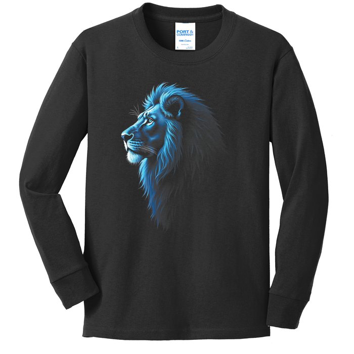 Cool Lion With Blue Eyes Lions Kids Long Sleeve Shirt