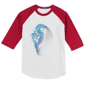 Cool Lion With Blue Eyes Lions Kids Colorblock Raglan Jersey