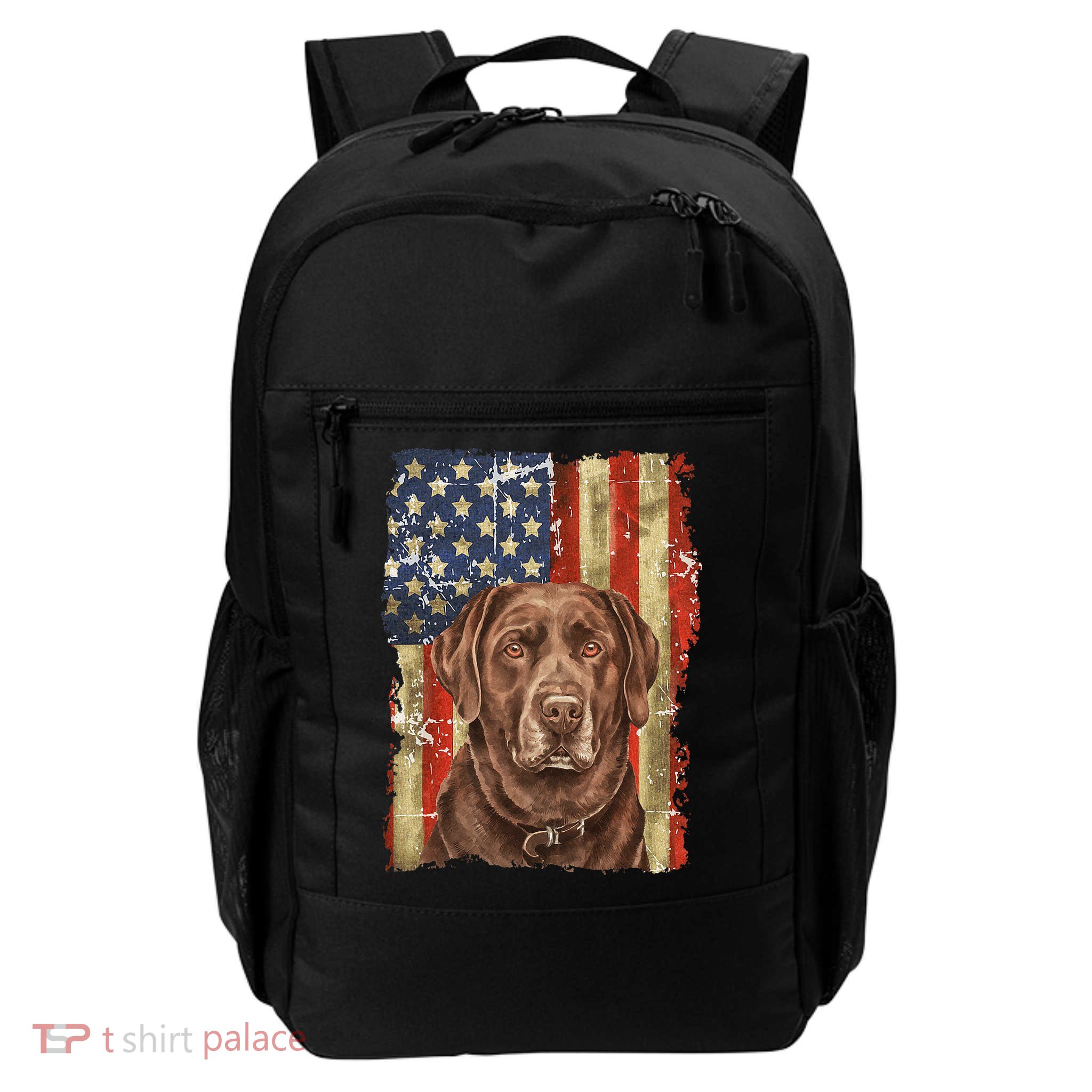 Chocolate Lab With USA Flag Gift  Daily Commute Backpack
