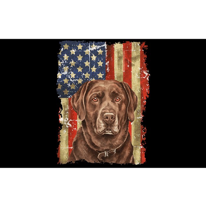 Chocolate Lab With USA Flag Gift  Bumper Sticker