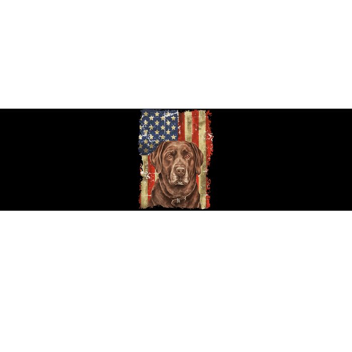 Chocolate Lab With USA Flag Gift  Bumper Sticker