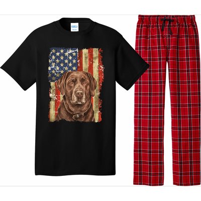 Chocolate Lab With USA Flag Gift  Pajama Set