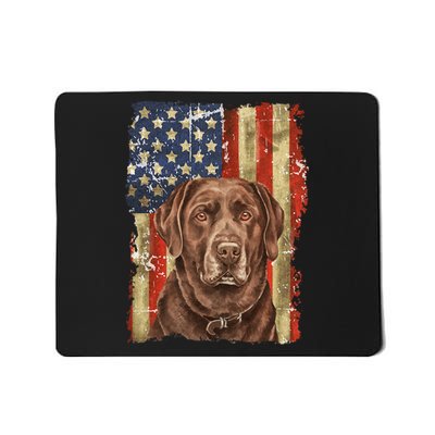 Chocolate Lab With USA Flag Gift  Mousepad