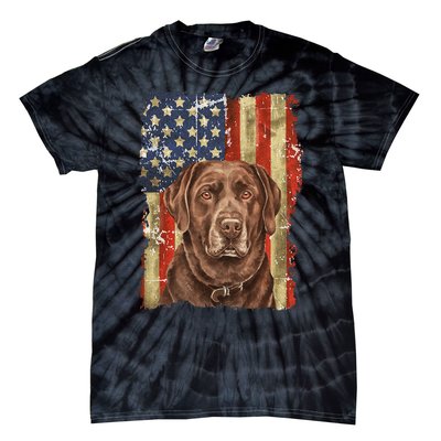 Chocolate Lab With USA Flag Gift  Tie-Dye T-Shirt