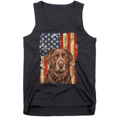 Chocolate Lab With USA Flag Gift  Tank Top