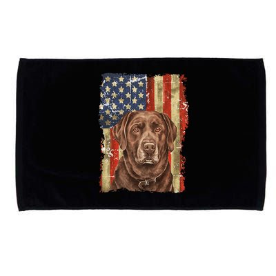 Chocolate Lab With USA Flag Gift  Microfiber Hand Towel