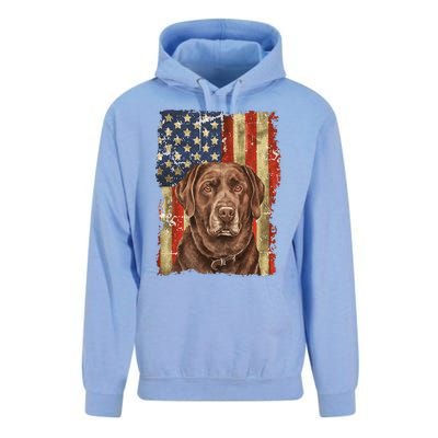 Chocolate Lab With USA Flag Gift  Unisex Surf Hoodie