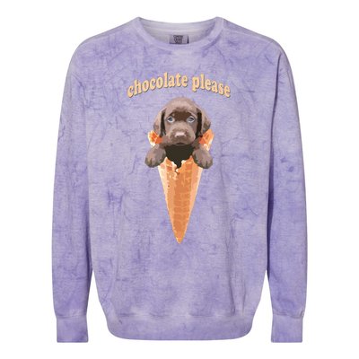 Chocolate Lab Waffle Cone Ice Cream Cute Puppy Tee Colorblast Crewneck Sweatshirt