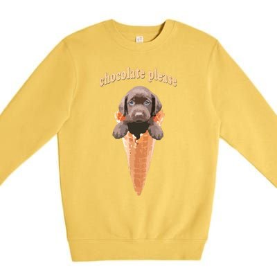 Chocolate Lab Waffle Cone Ice Cream Cute Puppy Tee Premium Crewneck Sweatshirt