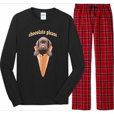 Chocolate Lab Waffle Cone Ice Cream Cute Puppy Tee Long Sleeve Pajama Set